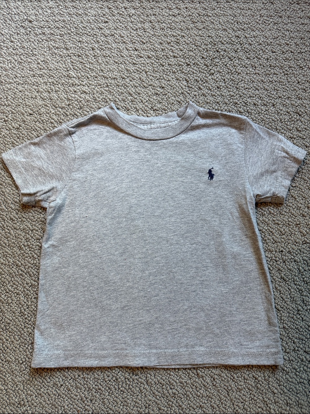 Ralph Lauren Light Gray Kids Short Sleeve Tee with Navy Pony